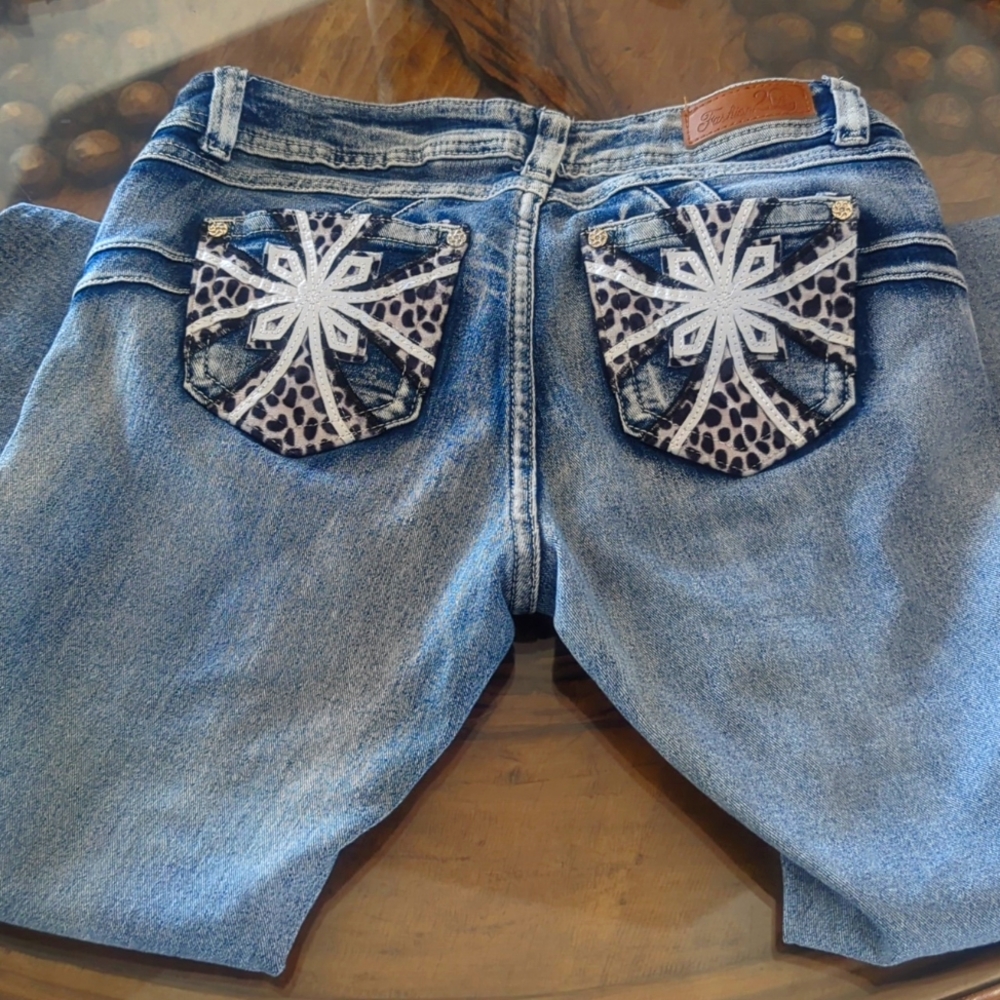 Fashion 2 love, Leopard and Bling design Jeans